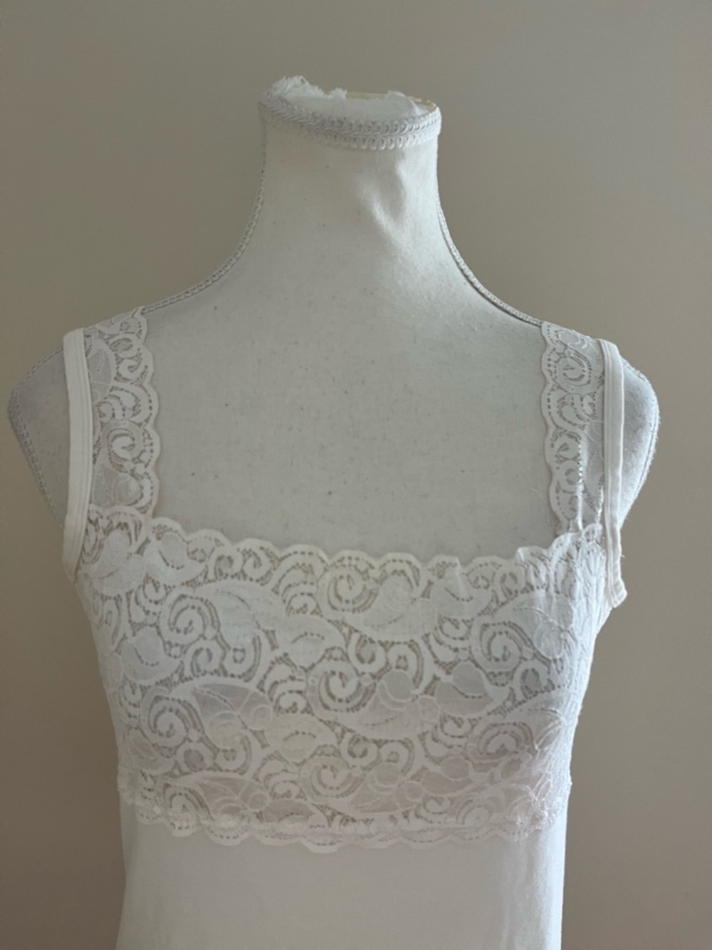 Lace Trim White Tank Top